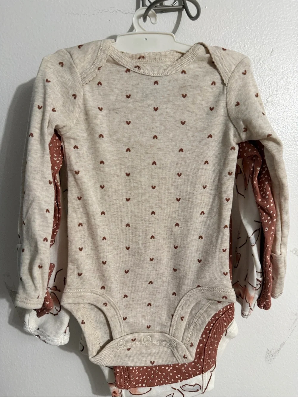 Carter's Cream Long-Sleeve Floral Baby One-Piece with Pink & Yellow Accents